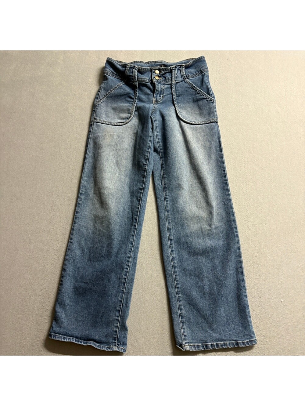 Blue Spice Wide Leg Jeans Womens Size 5 Blue Denim High Rise Stretch Y2K